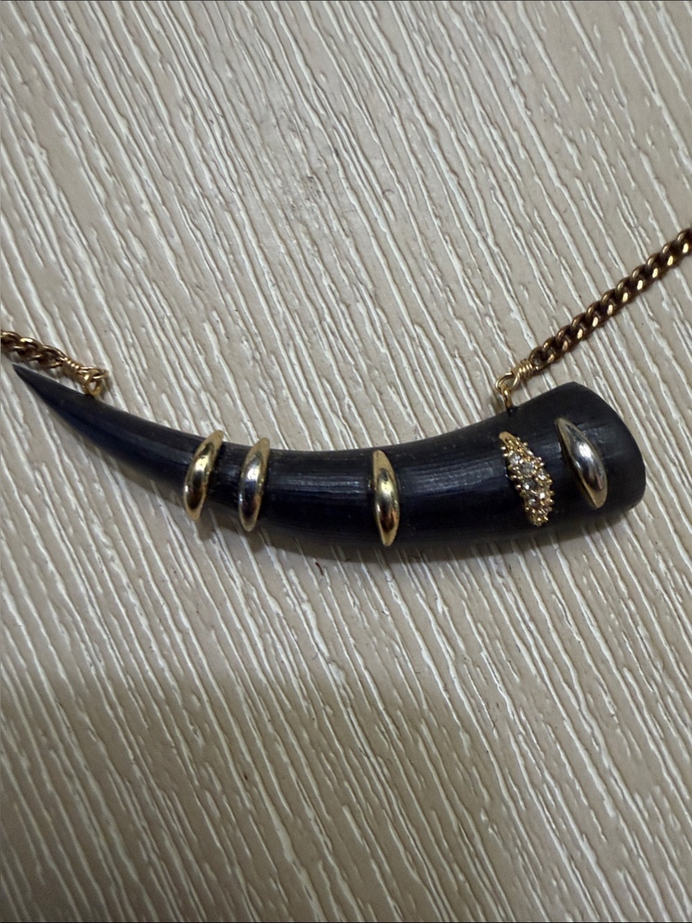 Alexis Bittar Black and Gold Horn Pendant Necklace - Picture 2 of 4
